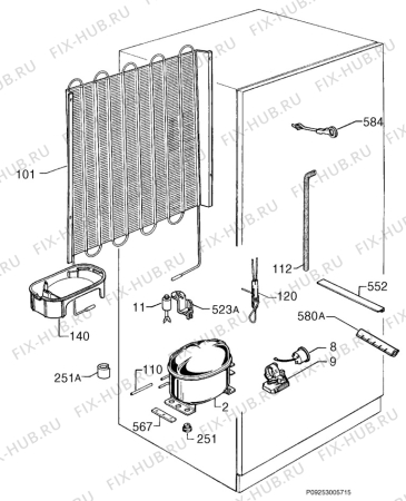 Взрыв-схема холодильника Zanussi ZI2901RV - Схема узла Cooling system 017